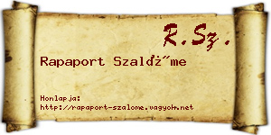 Rapaport Szalóme névjegykártya